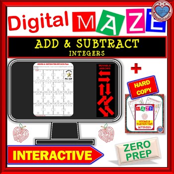 Preview of DIGITAL Maze - Adding AND Subtracting Integers