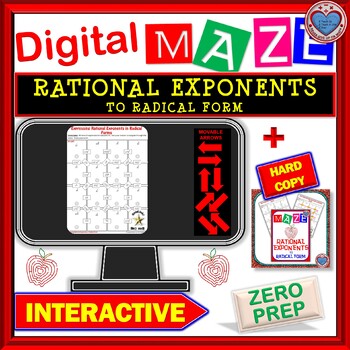 Preview of DIGITAL Maze - Expressing Rational Exponents in Radical Form