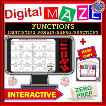 Preview of DIGITAL Maze - Ordered Pairs: Domain, Range, Is the Relation a Function?