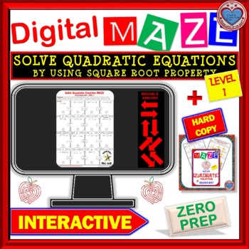 Preview of DIGITAL Maze - Solve Quadratic Equation by applying the Square Root Property L1