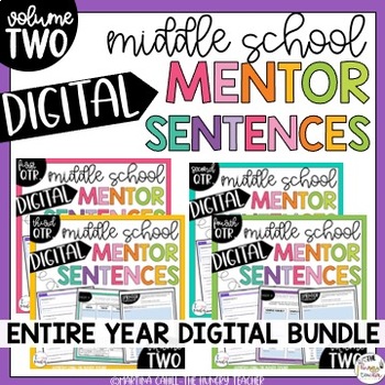 Preview of Digital Only Mentor Sentences for Middle School Grammar Activities | Volume Two