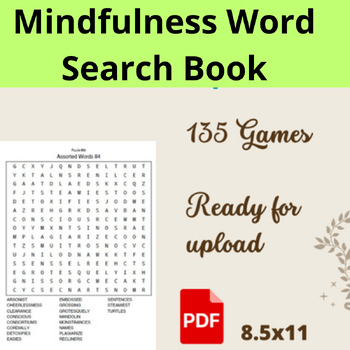 Preview of DIGITAL  Mindfulness Word Search Book for Adults PRINTABLE