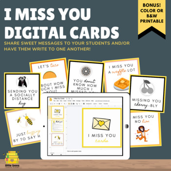 Preview of DIGITAL Miss You Note Postcards | Distance Learning (Google Slides + Printable)