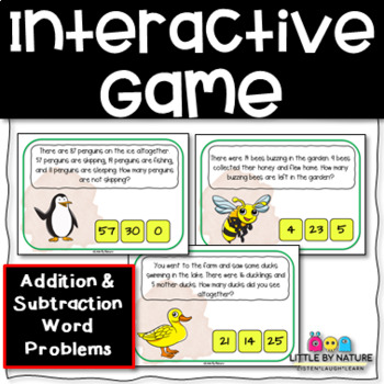 Preview of DIGITAL Mixed Addition and Subtraction Word Problems (within 100) GOOGLE SLIDES