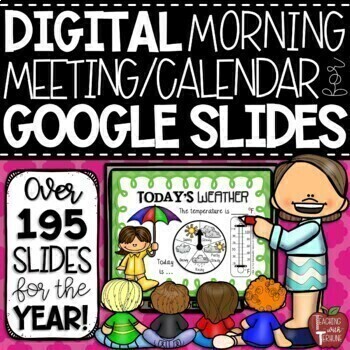 Preview of DIGITAL Morning Meeting Calendar Lessons for the Smartboard {in Google Slides}