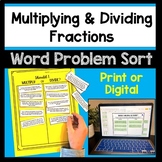 Multiplying and Dividing Fractions Word Problem Sort