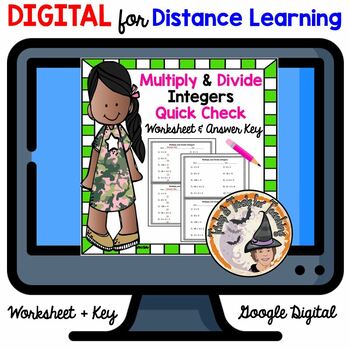 Preview of DIGITAL Multiply and Divide Integers Quick Check Worksheet and Answer Key