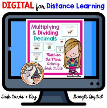 Preview of DIGITAL Multiplying and Dividing Decimals Word Problems Task Cards Answer KEY