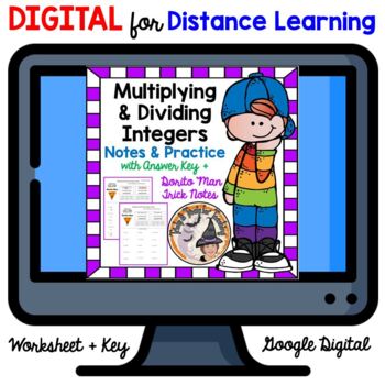 Preview of DIGITAL Multiplying and Dividing Integers Notes and Practice with Answer Key