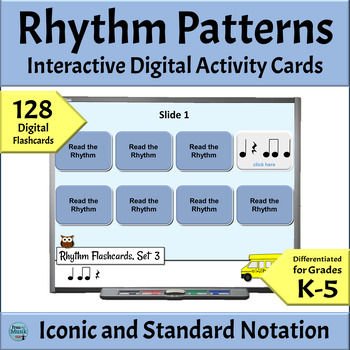 Preview of Music Rhythm Activities - Interactive Digital Flashcards - 8 Leveled Sets