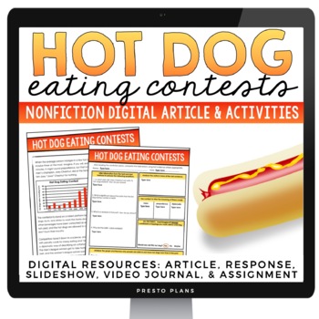 Preview of Nonfiction Reading Comprehension Digital Activities - Hot Dog Competitions