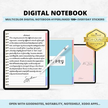 Preview of DIGITAL NOTEBOOK Lined Journal Diary Lecture Note Taking Template Recipe Booklet