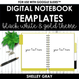 DIGITAL Notebook Templates: Black, White & Gold Theme | Co