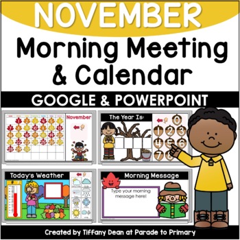 Preview of DIGITAL November Calendar & Morning Meeting - PowerPoint & Google Slides - K