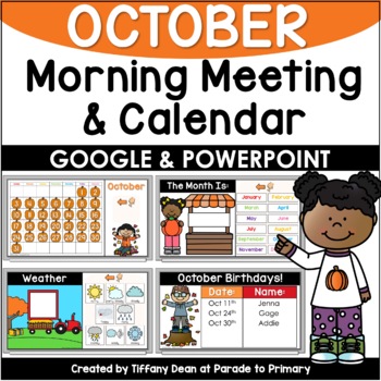 Preview of DIGITAL October Calendar & Morning Meeting - PowerPoint & Google Slides - K
