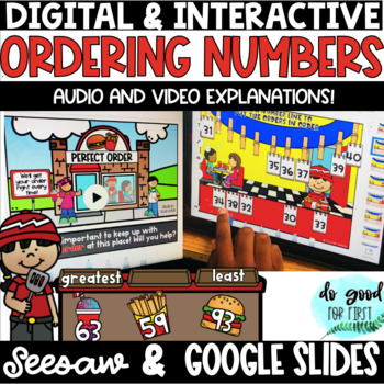 Preview of DIGITAL Ordering Numbers to 120 - Seesaw & Google Slides - Least to Greatest