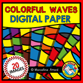 COLORFUL WAVES DIGITAL PAPER RAINBOW CLIPART BACKGROUNDS