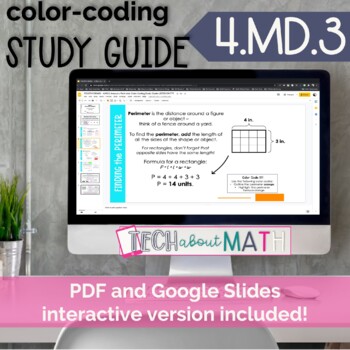 Preview of DIGITAL & PAPER: Study Guide: 4.MD.3 Area and Perimeter