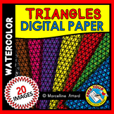 TRIANGLES DIGITAL PAPER BACKGROUNDS WATERCOLOR CLIPART