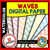 WAVES DIGITAL PAPER BACKGROUNDS WATERCOLOR CLIPART