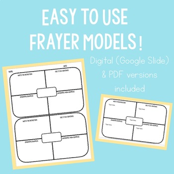Preview of DIGITAL & PDF Frayer Models for Vocabulary Instruction