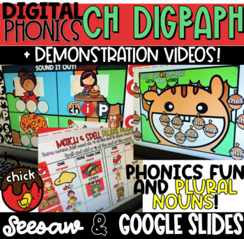 Preview of DIGITAL PHONICS: Digraph CH - Google Slides & Seesaw
