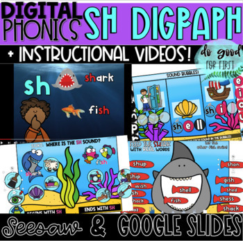 Preview of DIGITAL PHONICS: SH Digraph - Google Slides & Seesaw