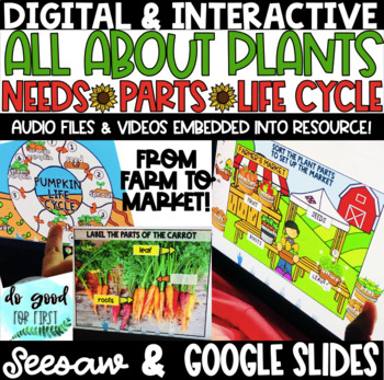 Preview of DIGITAL PLANTS - Needs, Parts, Life Cycle - Google Slides & Seesaw