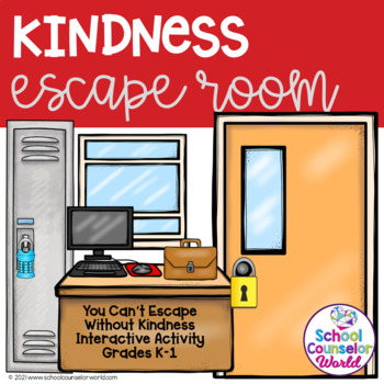 Preview of DIGITAL {PPT & GOOGLE DRIVE} SEL Lesson, Kindness Escape Room, Grades K-1