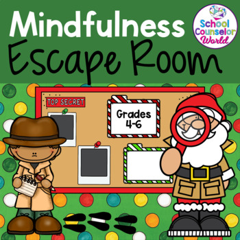 Preview of DIGITAL {PPT+GOOGLE DRIVE} SEL Lesson, Mindfulness Escape Room, Grades 4-6