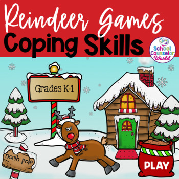 Preview of DIGITAL {PPT+GOOGLE DRIVE} SEL Lesson, Reindeer Games Coping Skills, Grades K-1