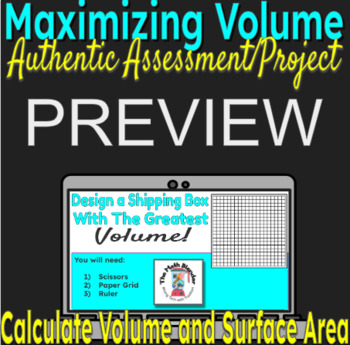 Preview of DIGITAL PREVIEW - Maximizing Volume of a Rectangular Prism 