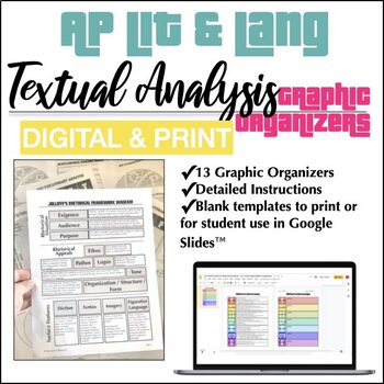 Preview of DIGITAL & PRINT BUNDLE AP Lit & AP Lang Textual Analysis Graphic Organizers