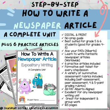 Preview of DIGITAL & PRINT How to Write a Newspaper Article (Templates & Practice Articles)