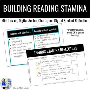 Preview of DIGITAL & PRINT Reading Stamina Mini-Lesson, Anchor Charts, Student Reflection
