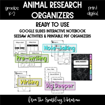 Preview of DIGITAL & PRINTABLE Animal Research Organizers K-2