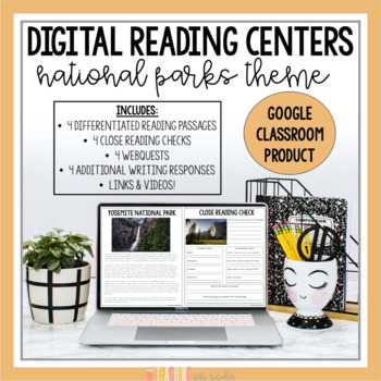 Preview of Reading Centers for Google Classroom | Nonfiction Passages | Webquests | NO PREP