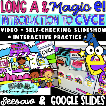 Preview of DIGITAL Phonics - CVCe - Long a with Magic E - Google Slides & Seesaw