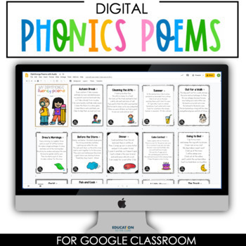 Preview of DIGITAL Phonics Poems with Audio for Google Classroom™/Slides™