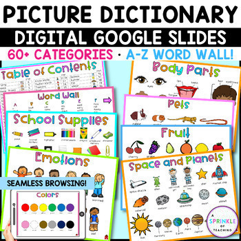 Preview of DIGITAL Picture Dictionary and Word Wall for ESL/ELL/New Writers - Google Slides