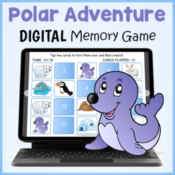 Preview of DIGITAL Polar Animal Game - Memory Matching Cards - Arctic Themed