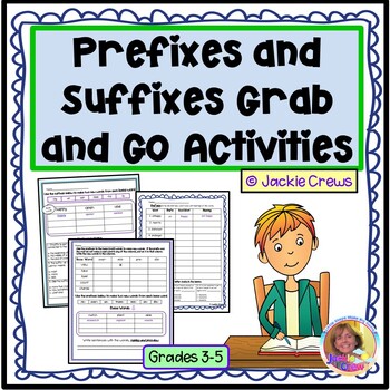 Preview of Prefixes and Suffixes Grab and Go Activities Plus Easel Pages