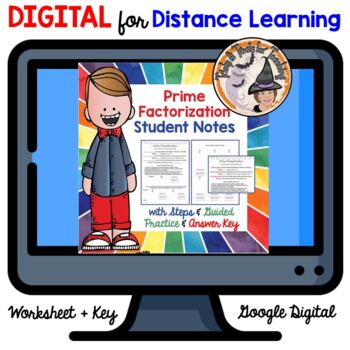 Preview of DIGITAL Prime Factorization Worksheet Notes Answer Key Smartboard Factor Trees