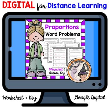 Preview of DIGITAL Proportions Word Problems Applications Worksheet and Answer Key