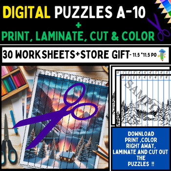 Preview of DIGITAL Puzzles [A-10] - Print, Laminate, Cut & Color - 11.5*11.5 Po +BONUS