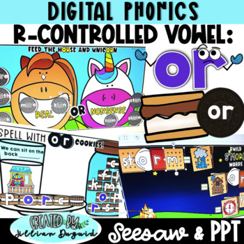 Preview of DIGITAL R-Controlled Vowel OR - Seesaw & PPT ONLY!