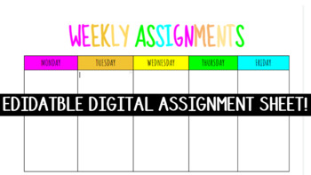 Preview of DIGITAL RAINBOW WEEKLY ASSIGNMENT SHEET 