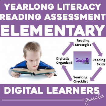 Preview of DIGITAL READING ASSESSMENT Yearlong Google Form SKILLS & STRATEGY EASY TO TRACK