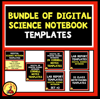 Preview of DIGITAL SCIENCE NOTEBOOK TEMPLATES BUNDLE Cornell Notes, Class Notes Lab Reports