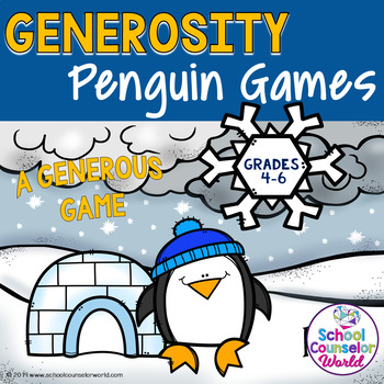 Preview of DIGITAL {PPT & GOOGLE DRIVE} SEL Lesson: Generosity Penguin Games, Grades 4-6